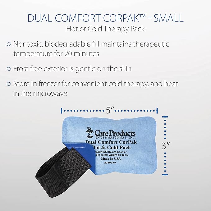 Core Products Dual Comfort CorPak - Reusable hot/Cold Pack for Knee, Back, Shoulder, or Ankle Pain; Use hot or Cold; Made in USA - Size: 3" x 5"
