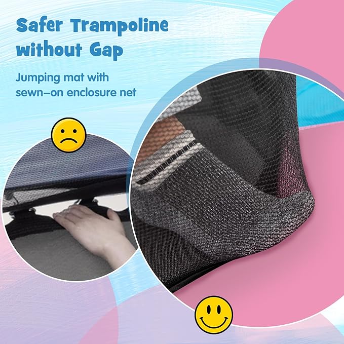 GYMAX Toddler Trampoline, 55” Trampoline for Kids with Bottom-to-Top All-Round Enclosure Net & Seamless Jumping Mat, ASTM Approved Easy Assembly Kids Mini Trampolines Indoor/Outdoor