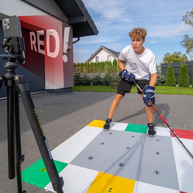 Hockey Revolution 360 Zone Lit - Professional Training Flooring Tiles - Improve StickHandling and Moving, Speed on Ice, Exercise, Fitness - Indoor and Outdoor Practice Zone with Hockey Trainer App