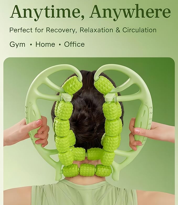 Deep Tissue Massage Roller for Legs Leg Massager Roller Thigh Massager PP 18-Wheel 9.45x10.24x4.33in Pink/Green for Home Fitness Muscle Recovery Men Women (18Wheels,Green)