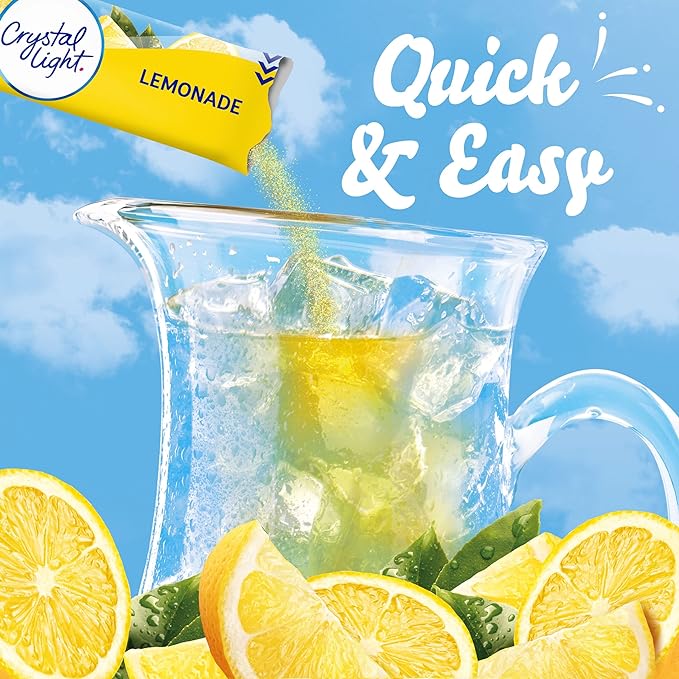 Crystal Light Lemonade Naturally Flavored with other natural flavor Powdered Drink Mix, 72 ct Pitcher Packets, 12 Canisters of 6 Pitcher Packets