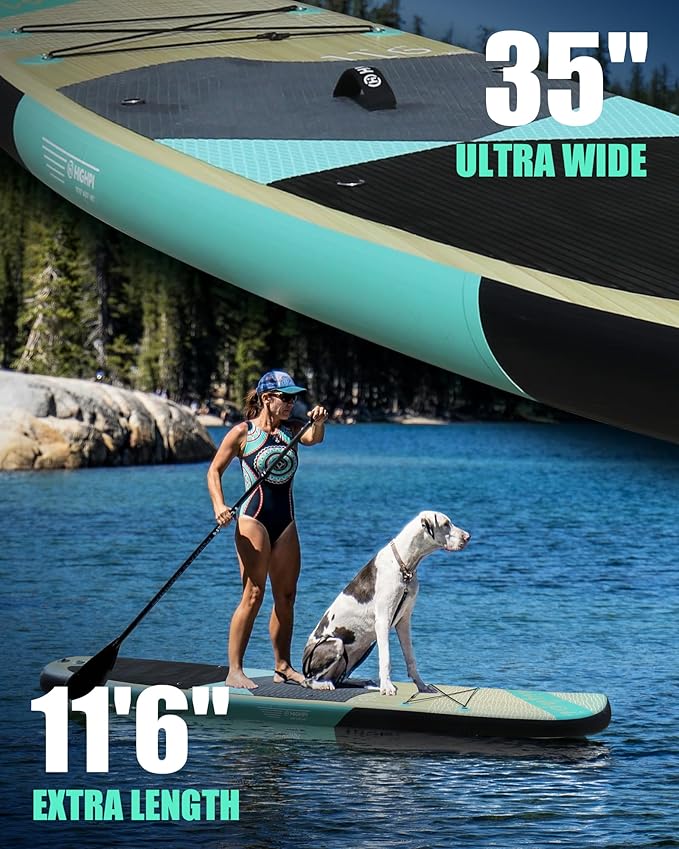 Highpi Inflatable Stand Up Paddle Board for Youth and Adults – Wide Sup with Premium Accessories, Blow Up Paddleboard for Surfing, Fishing, Yoga & More