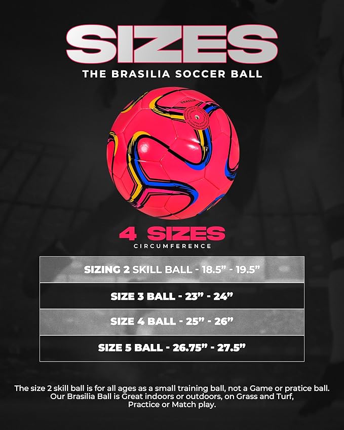 American Challenge Brasilia Soccer Ball – Soccer Ball Size 5, 4, 3 & 2 – for Youth & Adults – Ideal for Practice, Training & Grass Fields