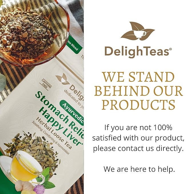 DelighTeas Liver Detox tea | Stomach Relief & Liver Cleansing | Ayurvedic Loose Leaf Milk Thistle, Fennel, Ginger Tea for Digestion | USDA Organic, Vegan, Caffeine Free, Sugar Free | 50 Servings, 5oz