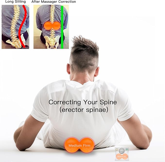 Hard Lacrosse Ball + Soft Peanut Massage Ball Set – Deep Tissue & Trigger Point Tool for Plantar Fasciitis Relief, QL, Iliacus, Glutes, Neck, Hamstrings, Hip Flexors & Myofascial Release