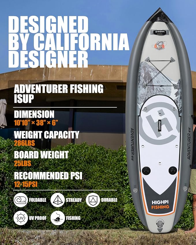 Highpi Inflatable Stand Up Paddle Board for Youth and Adults – Wide Sup with Premium Accessories, Blow Up Paddleboard for Surfing, Fishing, Yoga & More