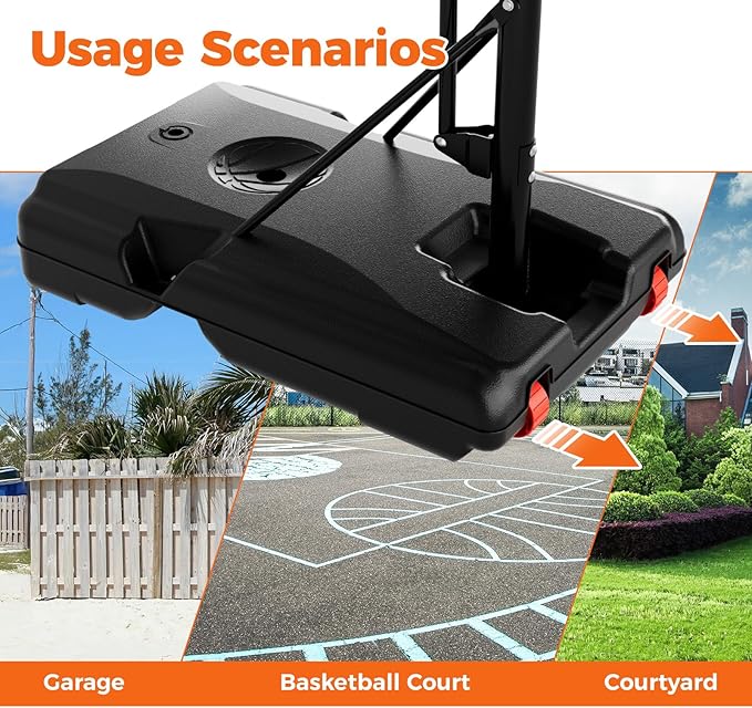 Basketball Hoop 44 Inch Backboard Protable Basketball Hoop Outdoor, 4.8-10ft Height Adjustable Basketball Goal System for Kids Youth Adults Play in Backyard/Courts/Indoor