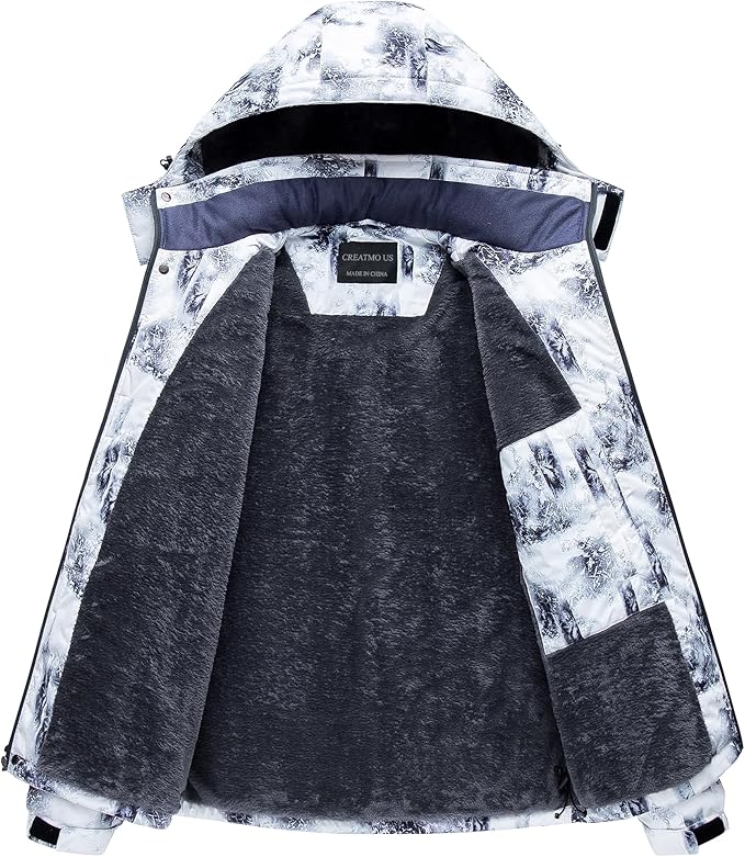 CREATMO US Men's Mountain Waterproof Ski Jacket - Windproof Snowboarding Warm Winter Coat Raincoat