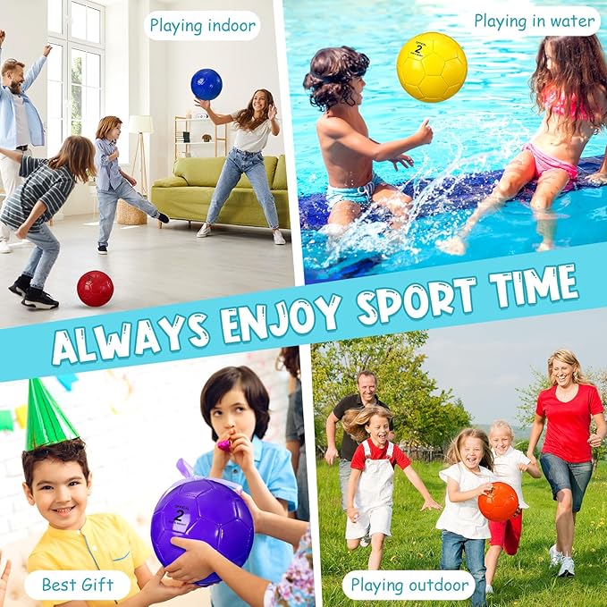 HyDren 6 Pcs Soccer Ball with Pump Colorful Official Soccer Ball for Kids Youth Adult Indoor Outdoor Soft Sport Gift for Training Practice Game