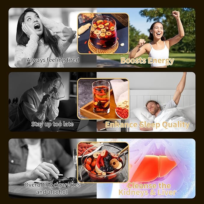 Fangkic Kidney Tea Formula Ginseng Six Treasure, (480g/1Box) 32 Packs Ginseng Five Treasure Aid Root Men's Kidney Cleanse Detox Tea, 7 Precious Organic Ingredient Formula, Chinese Herbal