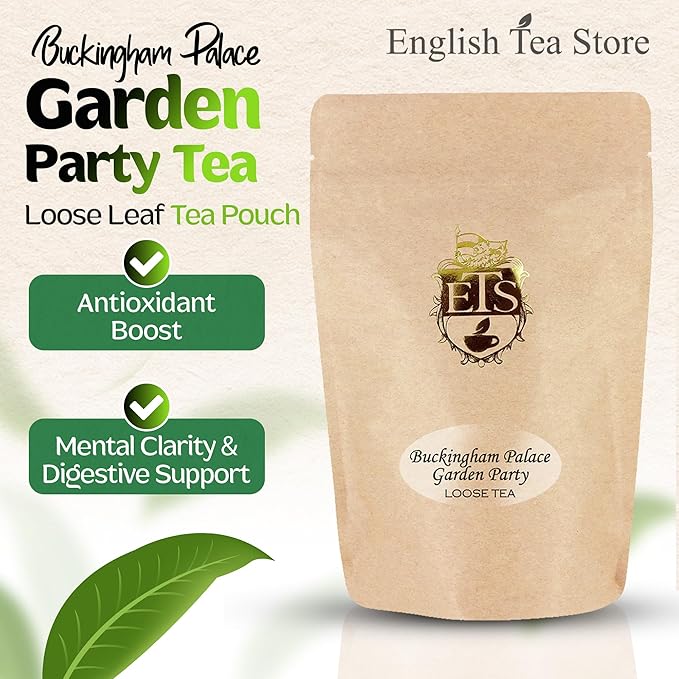 English Tea Store Buckingham Palace Garden Party Tea - 4oz | Loose Leaf Black Tea with Earl Grey and Jasmine Notes | British Royal-Inspired Afternoon Blend | Medium Body Floral Flavor