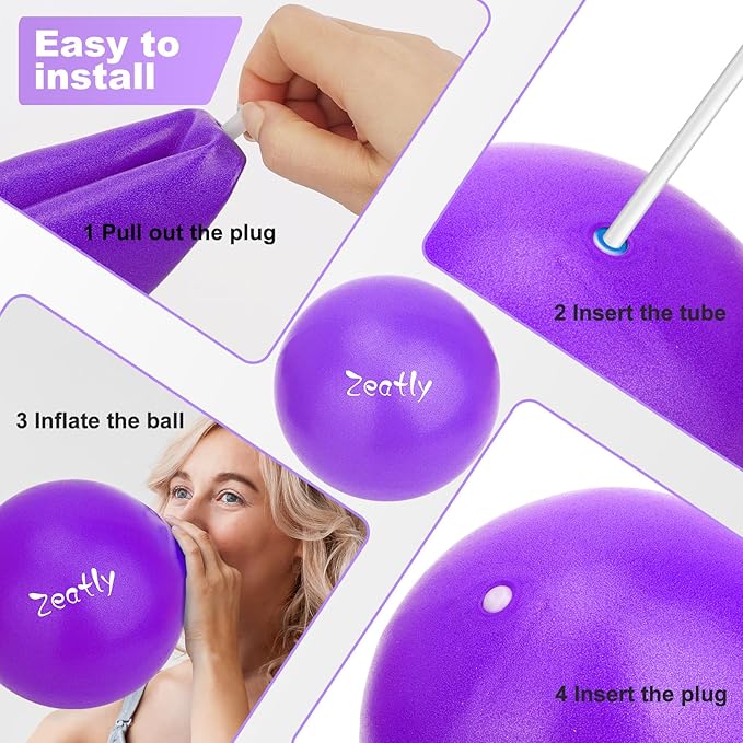 9 Inch Mini Exercise Ball for Pilates, Yoga, and Core Training, Small Exercise Ball with Pump, Guide for Physical Therapy, Balance, Stability, and Stretching, Ideal for Home land Office Fitness