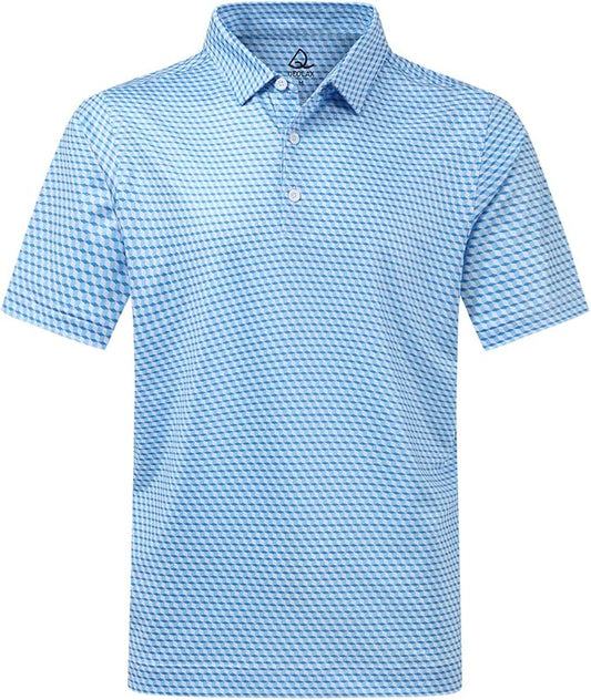DEOLAX Mens Polo Shirts Fashion Print Mens Golf Shirt Dry Fit Mens Golf Polo Short Sleeve Quick Dry Funny Golf Shirt for Men