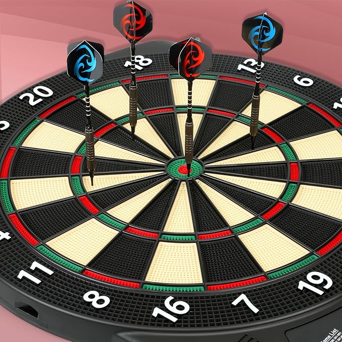 Electronic Dart Board, Soft Tip Dartboard Set 40 Games, 427 Variants Digital Electric Dart Boards with Colorful LED, 6 Darts, 100 Tips, Power Adapter