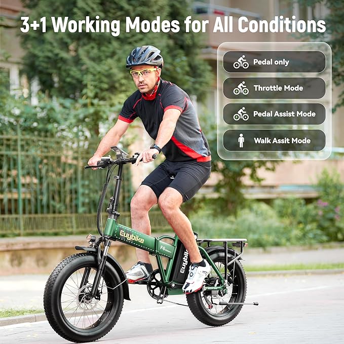 Foldable Electric Bike for Adults, 30+MPH, 48V 20Ah Removable Battery up to 80Miles, 20" Fat Tire Peak 1000W Motor Dirt Ebike Adult Electric Bicycle for City Commute Beach Mountain Adventurous E Bike
