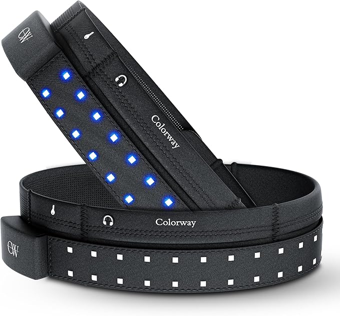 Colorway Led Running Belt – Day & Night Adjustable Waist Pack, Removable Light Strip, 3 Pouches for All Essentials, Reflective Running Gear for Men & Women (Rechargeable, Machine Washable)