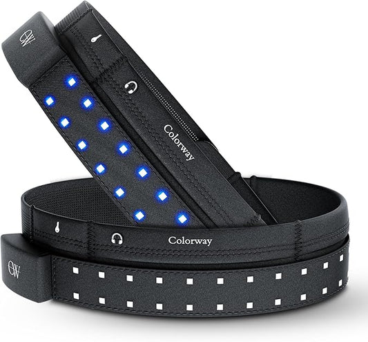 Colorway Led Running Belt – Day & Night Adjustable Waist Pack, Removable Light Strip, 3 Pouches for All Essentials, Reflective Running Gear for Men & Women (Rechargeable, Machine Washable)