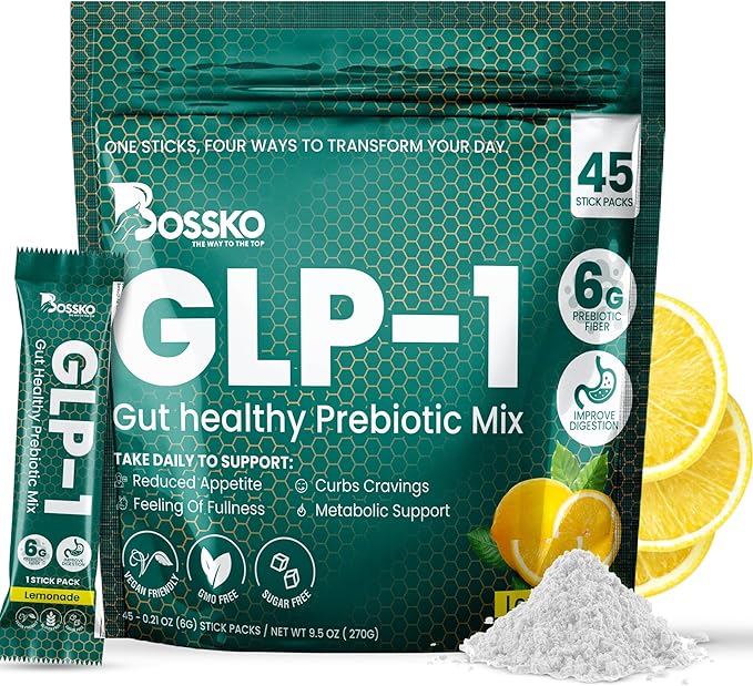 GLP-1 Supplement 6g Fiber - with Chromium & Glucomannan Booster Drink Mix with 45 Servings (6 Weeks Supply) to Reduced Appetite and Cravings & Metabolic Support Formula - Lemonade Flavor