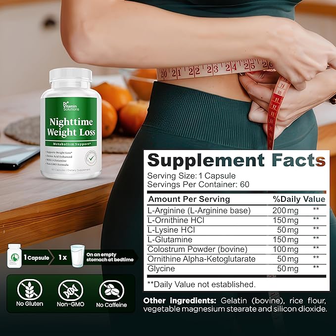 DR VITAMIN SOLUTIONS Nighttime Fat Burner Supplements - Appetite Suppressants for Weight Loss - Night-Time Fat Burner for Women and Men Supporting Sleep & Relaxation - Weight Loss Pills - 60 Capsules