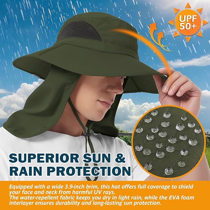 EINSKEY Wide Brim Sun Hat, UPF 50+ UV Protection Waterproof Packable Bucket Hat for Men & Women, Fishing Hiking Beach Garden
