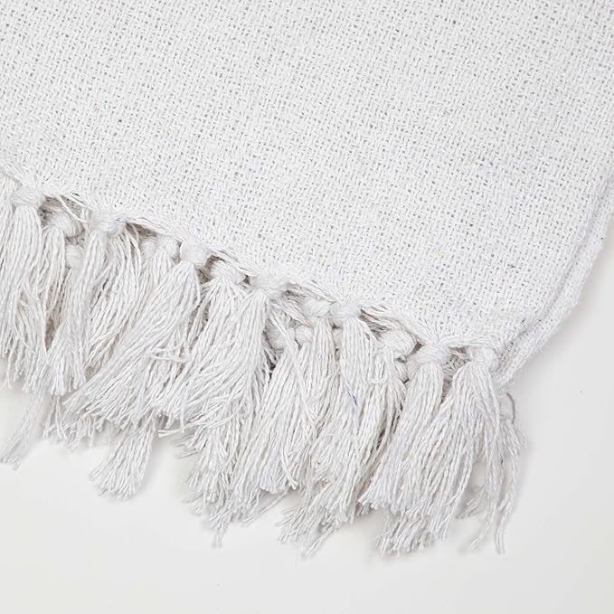 Arkwright Common Ground Bulk Blankets - Pack of 12 - Reversible 100% Cotton All Season Lightweight Couch Bed Throws for Wedding Guests, Travel, and Outdoor Events, 50 x 70 in, White