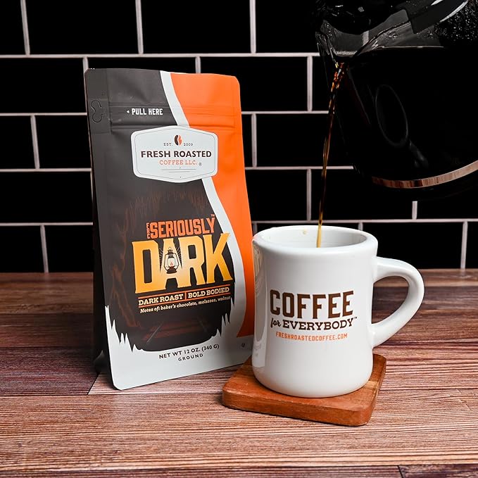 Fresh Roasted Coffee, Seriously Dark Artisan Blend, 12 oz, Dark Roast, Kosher, Whole Bean