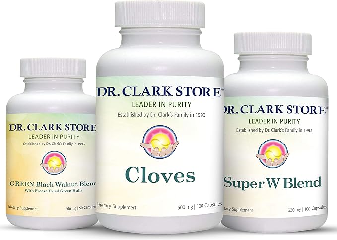 Dr. Clark Store Intestine Support & Cleanse Kit - with Freeze-Dried Green Black Walnut Hulls, Wormwood, and Cloves-Helps Maintain Optimum Intestinal Function
