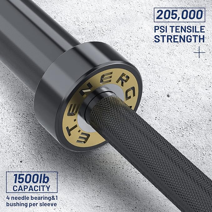 7ft Olympic Barbell Bar 45LB Load 1500lbs Capacity Available, for Gym Home Exercises, Weightlifting, Powerlifting for 2" Olympic Plates