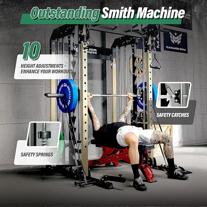 B52 Machine Home Gym with Power Rack, Cable Crossover, Dual Pulley System, Landmine, and Multi-Grip Pull-Up Bar – Heavy-Duty Fitness Equipment for Strength Training and Full-Body Workouts