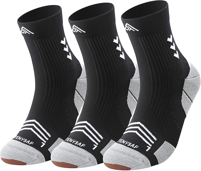 Compression Sport Running Socks: Athletic Crew Socks for Men Women Cycling Hiking Basketball Work,3 Pairs