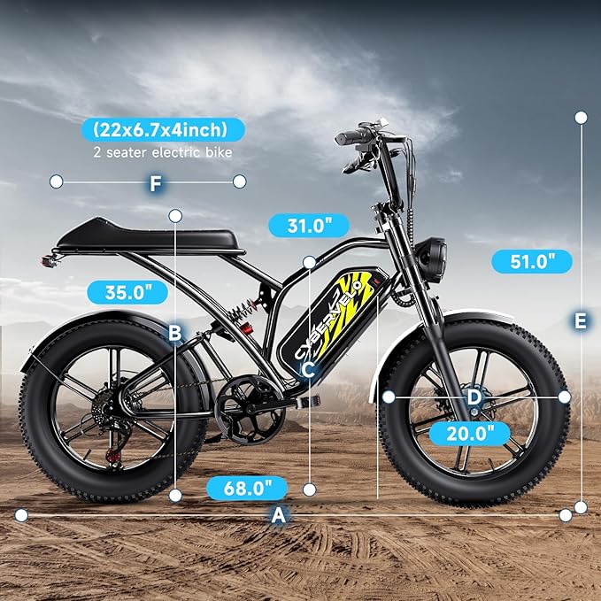 Electric Bike for Adults 1500W Peak 20" Fat Tire All-Terrain E-Bike 80-120Miles 30MPH Electric Dirt Bike for Road Sand Mountain Snow - 48V 20/30AH Battery Powered Electric Motorcycle