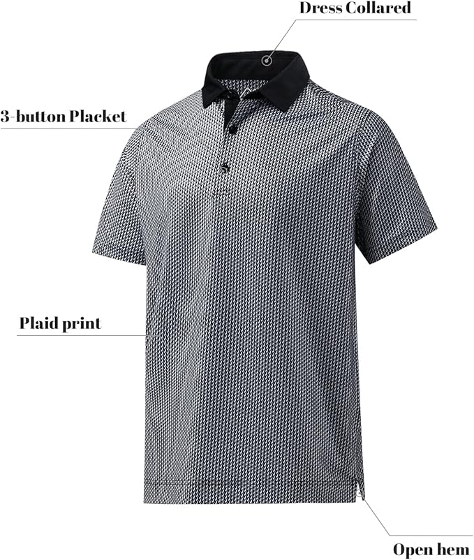 DEOLAX Mens Polo Shirts Fashion Print Mens Golf Shirt Dry Fit Mens Golf Polo Short Sleeve Quick Dry Funny Golf Shirt for Men
