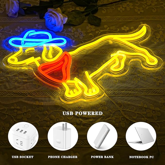 Dachshund Neon Sign for Wall Decor Cowboy Hat Neon Light Dog LED Neon Sign Colorful Neon Lights for Bedroom Zoo Pet Shop Decoration