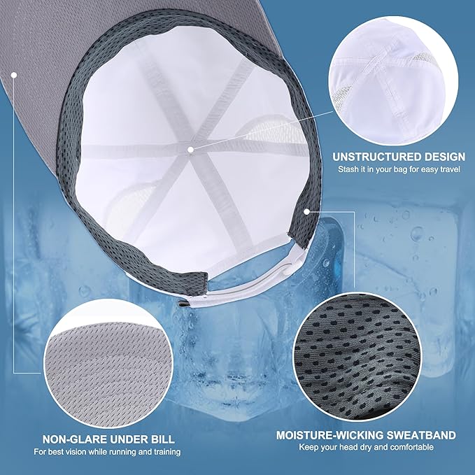 Connectyle Mens Womens Quick Dry Performance Running Cap Lightweight Reflective Sports Hat UPF 50+ Outdoor Athletic Sun Cap