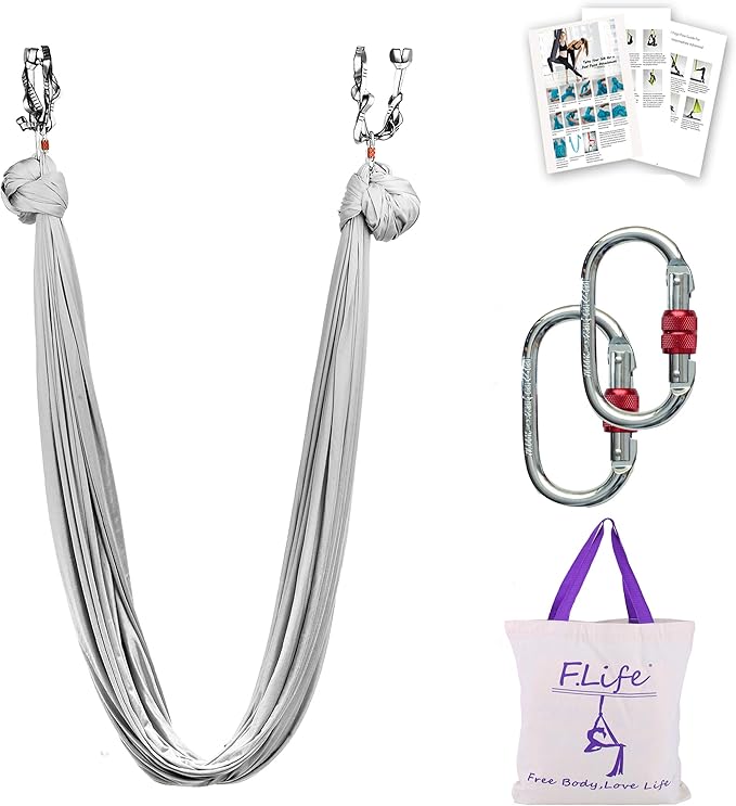 F.Life Aerial Silk Yoga Hammock & Swing for yoga Inversion,Strength training,starter hardware kit