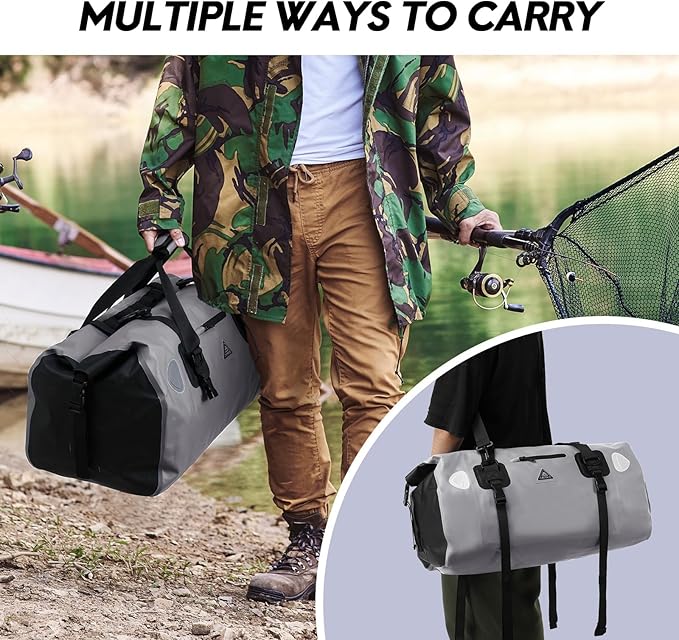 Haimont Waterproof Duffel Bag Roll-top Dry Duffel Bag with Quick-fixed Straps for Motorcycling, Rafting, Boating, SUP, Kayaking, Travel, 50L/70L