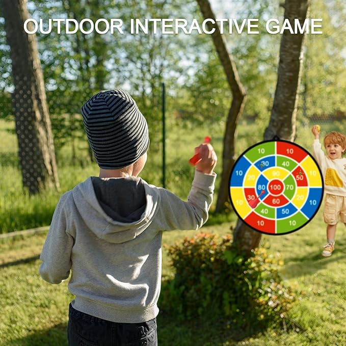 Dart Board for Kids, Darts Set Double-Sided Dart Board with Sticky Balls and Darts, Indoor Outdoor Sport Fun Party Play Parent-Child Activity Game Toys, Gifts for Boys and Girls Aged 3 to 12 Years