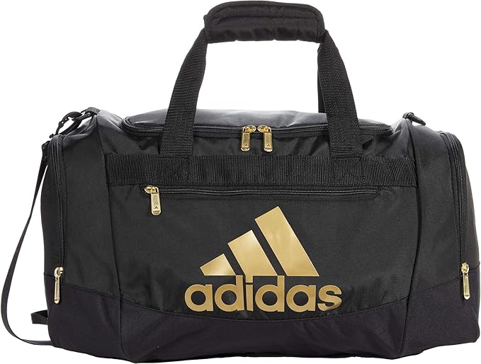 adidas Unisex Defender 4.0 Gym Duffel Bag for Men and Women, Black/Gold Metallic, Small (38L)