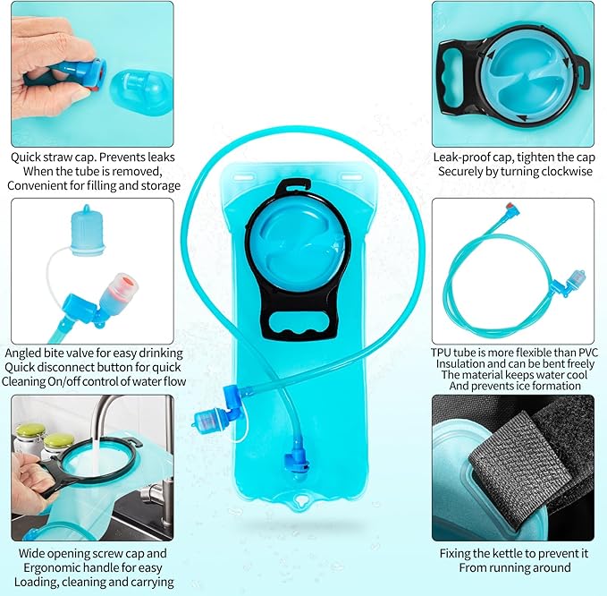 Hydration Backpack, Tactical Molle Water with 2L TPU Water Bladder, for Men Women Lightweight Water Backpack, Hydration Pack for Hiking, Biking, Climbing and Hunting