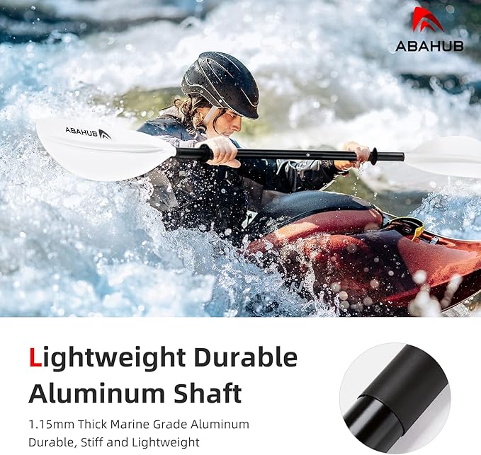 Abahub Kayak Paddle, 90.5 Inches Kayaking Oars for Boating, Canoeing with Free Paddle Leash, Aluminum Alloy Shaft Black/Blue/Green/Orange/Yellow Plastic Blades