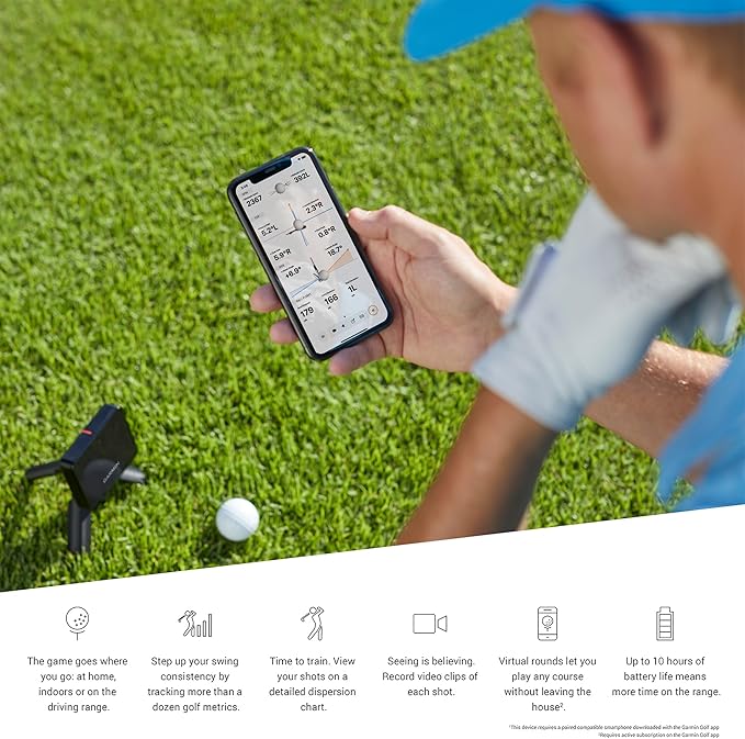 Garmin Approach R10 Portable Golf Launch Monitor | Take Your Game Home or Practice at The Driving Range | Track Metrics, Record Video or Play 43,000+ Courses with Signature Series Golf Towel
