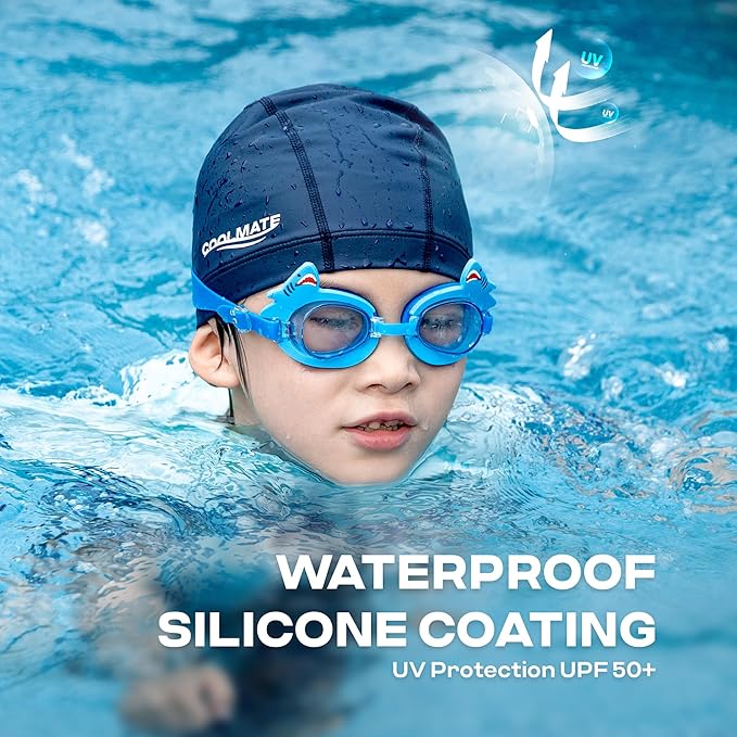 COOLMATE Fabric Swim Cap for Adult Women Men Kid 3 4 6 8 14 16, Silicone Water Resistant Layer, Cloth Swim Cap Gifts for Swimmers, Lightweight for Pool, Lap Swimming (1 pc)