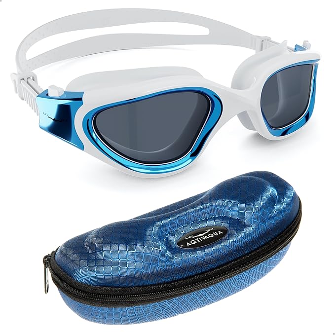 AqtivAqua Swimming Goggles, DX Wide View Swim Goggles for Adult Men Women, Anti Fog No Leaking