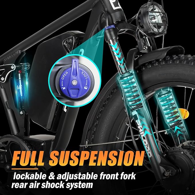 Electric Bike for Adults, 5000W Peak Dual Motor Ebike, 60V 26AH Long Range Dirtbike, 26" Fat Tires for All Terrain Electric-Bicycle, 45MPH-Hunting-Ebike for Off-Road Snow Sand