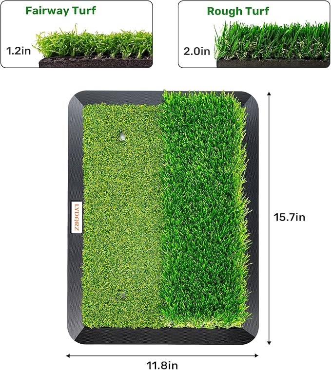 Dual-Turf Portable Golf Training Equipment - Fairway & Rough Turf Golf Mat, Golf Hitting Mat, Golf Practice Mats with Turf for Chipping & Swing Practice - Ideal Golf Practice Mat for Home and Backyard