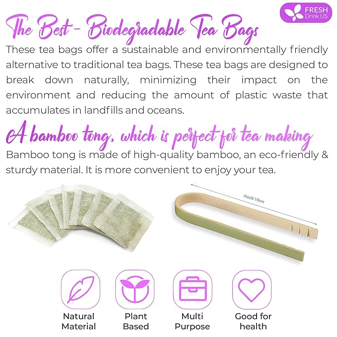 FreshDrinkUS, Premium 75 Astragalus Root Tea Bags, 100% Natural & Pure from Astragalus Root. Astragalus Root Herbal Tea. Made with Natural Material Tea Bags. No Sugar, No Caffeine, No Gluten, Vegan.