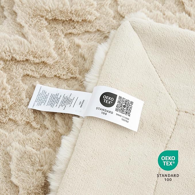Cozy Bliss Faux Fur Throw Blanket for Couch - Soft Fuzzy Cozy Throw Gift Blankets for Women,Beige Boho Blanket for Sofa Bedroom Living Room.50 * 60 Inches
