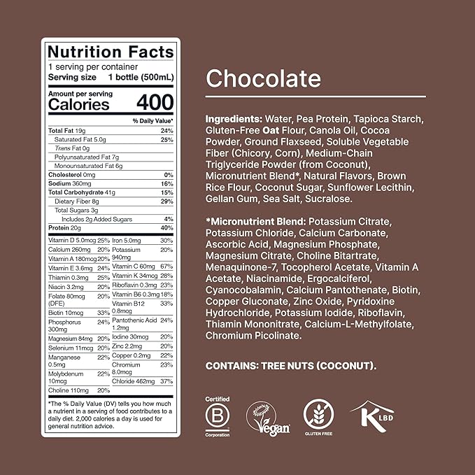 Huel Ready-to-Drink | Chocolate Meal Replacement Drink | High Protein Drink | Nutritionally Complete, Low Sugar, High Fiber, Plant Based, Vegan, Healthy | 20g Protein Per Bottle | 16.9 Fl Oz (12 Pack)
