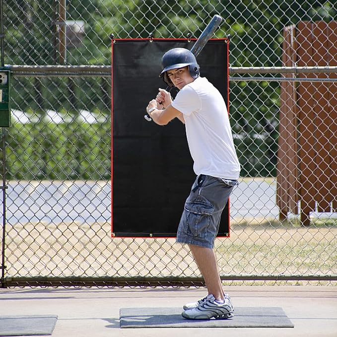 Baseball Batting Cage Backstop with Strike Zone Target - Heavy Duty 4x6/6x8FT PVC Backstop Net for Pitching Practice Backyard Training