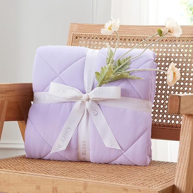 Cozy Bliss Cooling Blanket for Hot Sleepers, Q-Max 0.4 Cooling Comfort Queen Size, Cold Blankets for Night Sweats Sleeping, Ultra-Cool Lightweight Breathable Summer Blanket for Bed